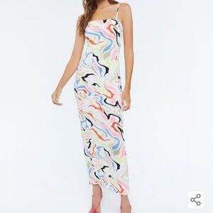 F21 Marble Abstract Print Maxi Dress